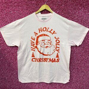Santa Claus Jolly Christmas Vintage Style Pink T-Shirt XL